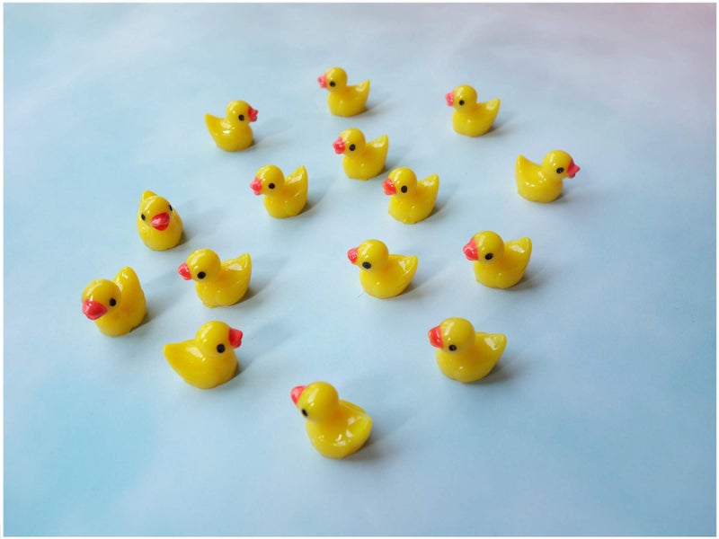 HAMIYELL Pack of 36 Tiny Ducks Little Plastic Duck Mini Resin Ducks for Garden Decorations, Dollhouse Miniatures, Crafts Ornaments(Yellow) - Image 1